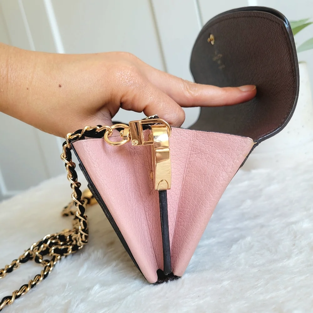 Louis Vuitton Damier Ebene NORMANDY Wallet PINK Crossbody Shoulder Bag